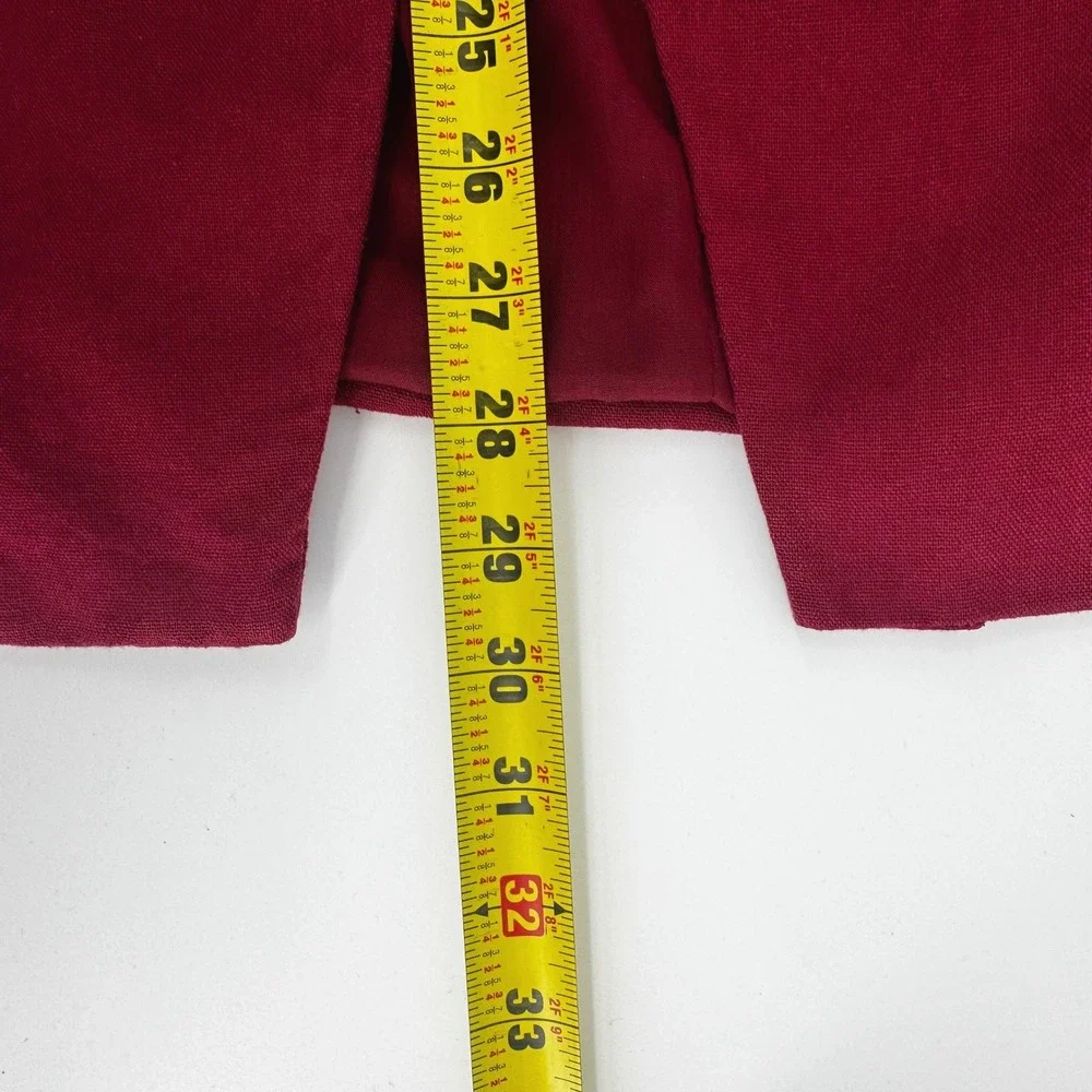 Bagatelle Collection Dark Red Linen Blend Collarless Blazer Jacket Womens L - Picture 11 of 11
